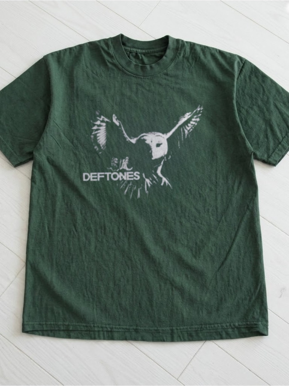Gildan Dark Green Deftones Owl Graphic Tee